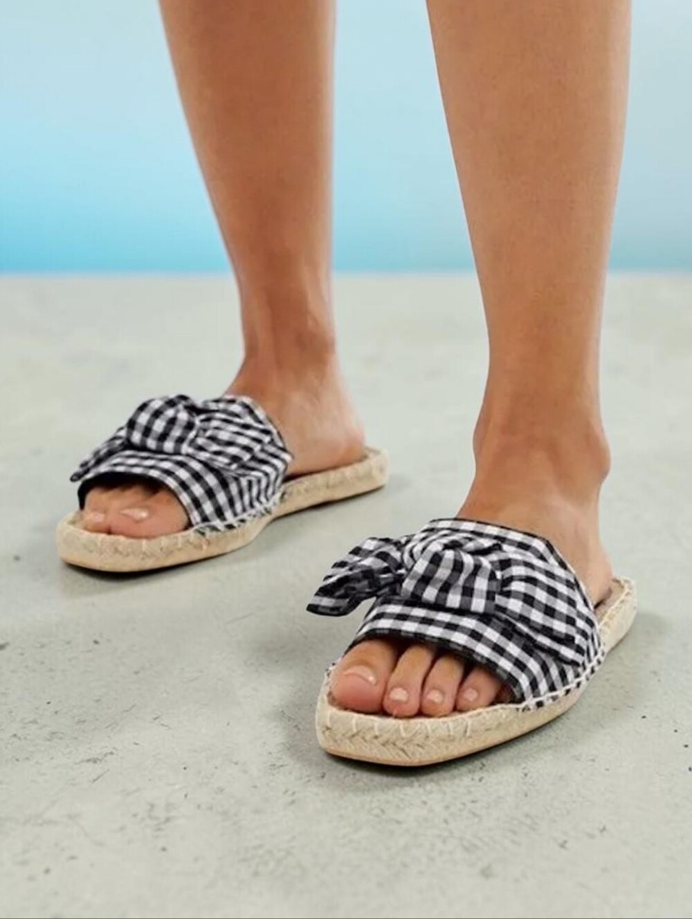 Metaphor Black and White Gingham Slide Sandals size 8